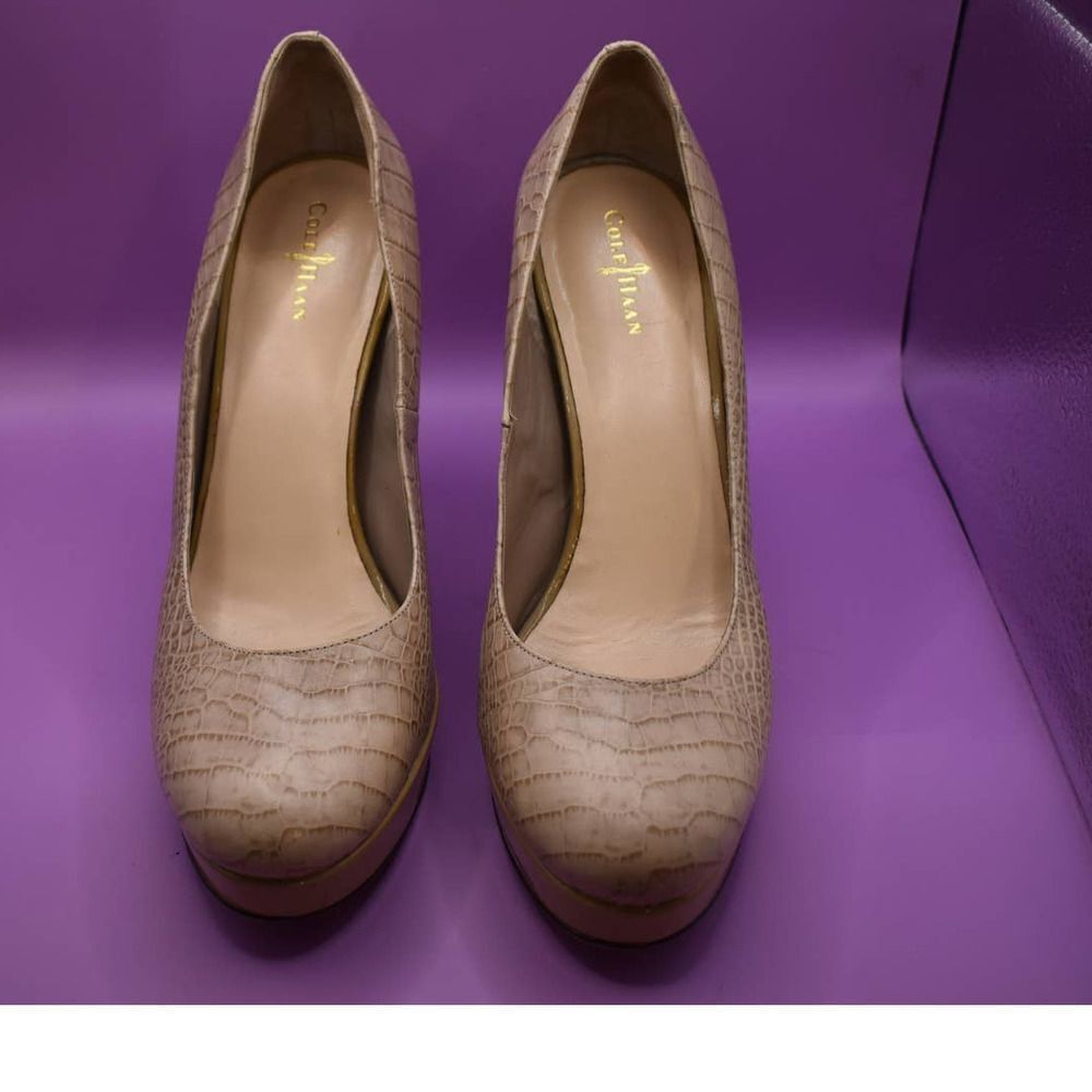 Cole Haan Tan Lizard Print Platform High Heel - 10 B